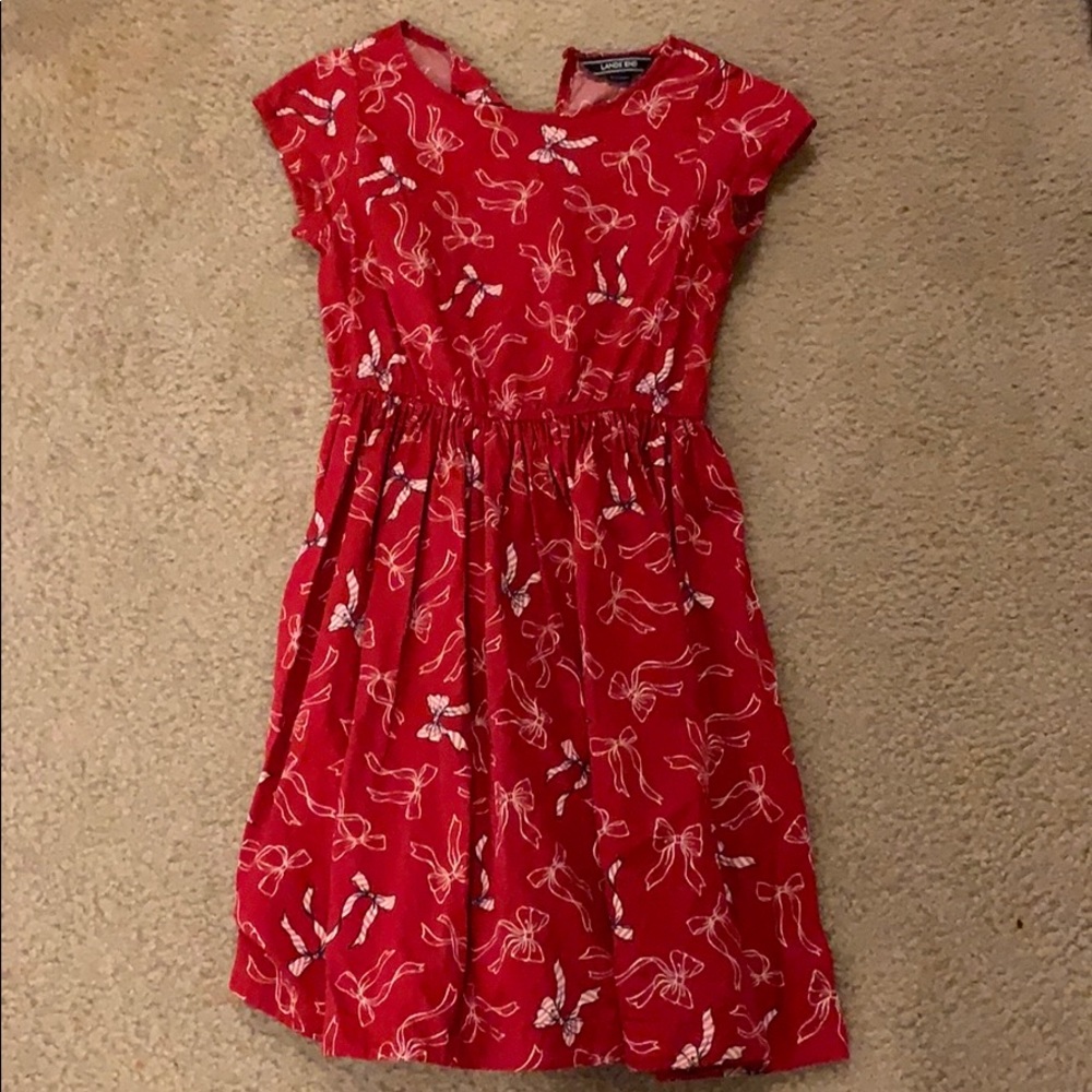 Lands end red dress with bow design